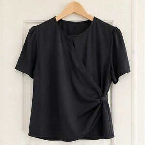 Black Tie Neck Blouse